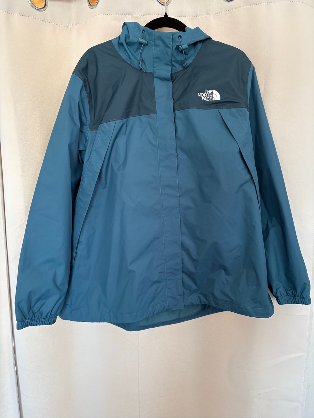 The North Face Two-Tone Teal Blue Hooded Rain Jacket XXL